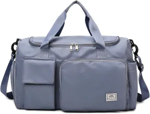 Travel Duffel Tote Bag with Dry Wet Separation Pocket, Weekender Bag for Women and MenWaterproof Bag with Shoe Compartment Lightweight and Easy Carry on, Blue01