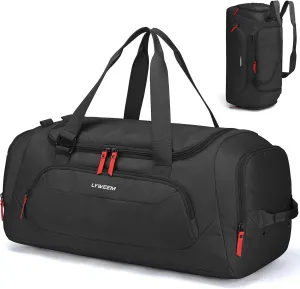 Travel Duffle Bag Backpack for Men 40L Medium Sports Gym Duffel Bag with Shoe Compartment, Weekender Overnight Bags Women, B - Black, 40L-Basic, Travel Duffle Bag Backpack
