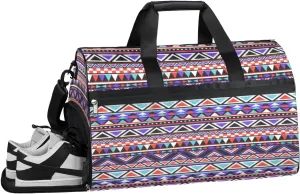 Tribal Aztec Pattern Sports Gym Bag with Wet Pocket & Shoes Compartment Waterproof Workout Duffel Bag for Women and Men Weekender Overnight Duffle Bag Travel Carry-on Tote