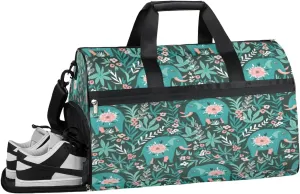 Tribal Elephant Pattern Sports Gym Bag with Wet Pocket & Shoes Compartment Waterproof Workout Duffel Bag for Women and Men Weekender Overnight Duffle Bag Travel Carry-on Tote