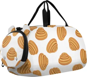VIGTRO Fresh Cinnamon Roll Kids Overnight Travel Duffel Bag Sport Gym Bag for Boys Girls with Shoe Compartment, Carry On Weekender Luggage Bag for Dance Swim Yoga