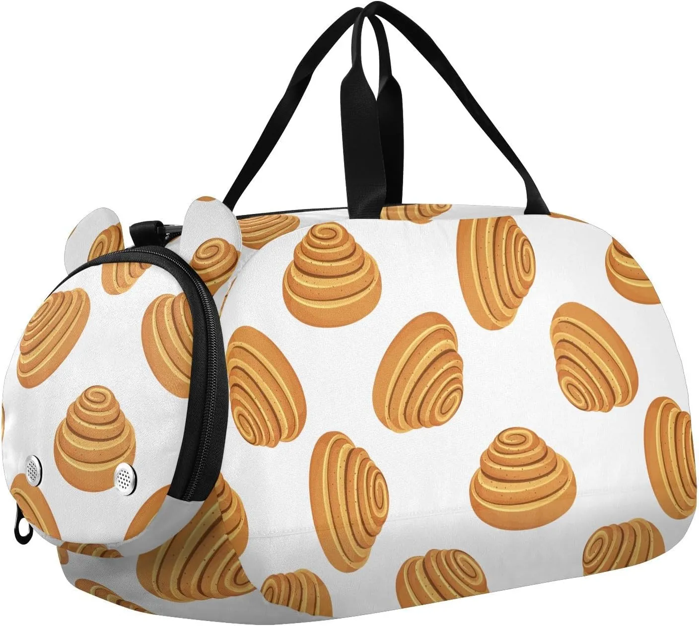 VIGTRO Fresh Cinnamon Roll Kids Overnight Travel Duffel Bag Sport Gym Bag for Boys Girls with Shoe Compartment, Carry On Weekender Luggage Bag for Dance Swim Yoga