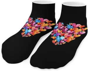 Watercolor Colorful Heart Cute Ankle Socks 1 Pairs Low Cut No Show Sock Breathable Stocking for Men Women