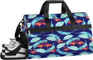 Watercolor Flamingo Sports Gym Bag with Wet Pocket & Shoes Compartment Waterproof Workout Duffel Bag for Women and Men Weekender Overnight Duffle Bag Travel Carry-on Tote