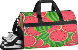 Watermelon Summer Fruit Sports Gym Bag with Wet Pocket & Shoes Compartment Waterproof Workout Duffel Bag for Women and Men Weekender Overnight Duffle Bag Travel Carry-on Tote