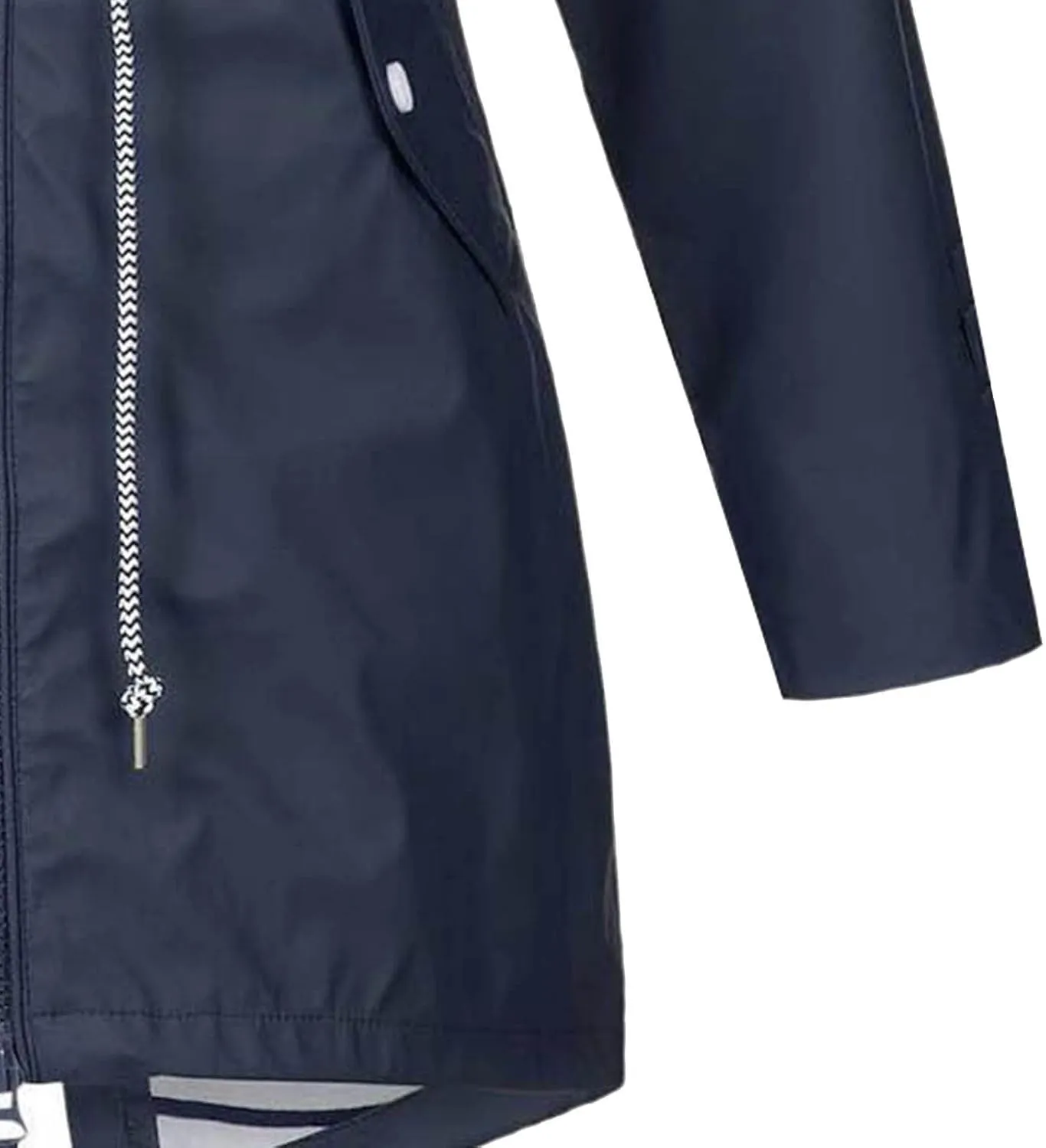 Wkishenl Womens Rain Jacket Zipper Lace Up Waterproof Hooded Long Trench Coats Striped Lined Windbreaker Travel Jacket
