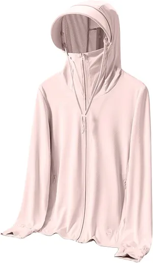 Women UPF 50  Cooling UV Protection Clothes Hooded Sun Protective Jacket Lightweight Long Sleeve Tops for Summer