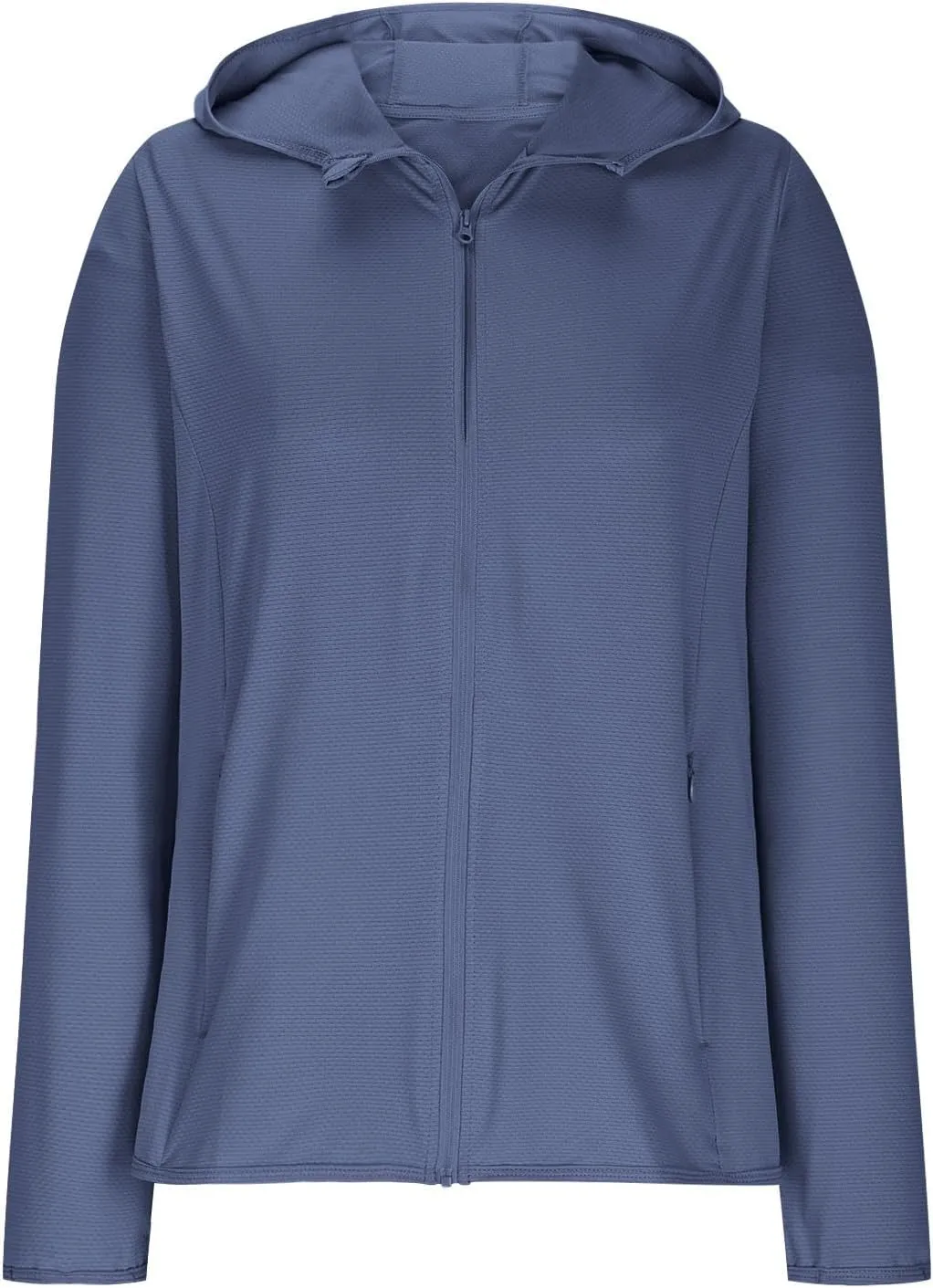 Women UPF 50  Sun Protection Jacket Solid Color Thumb Sleeve Hooded Cooling Shirt with Pockets Hiking Outdoor