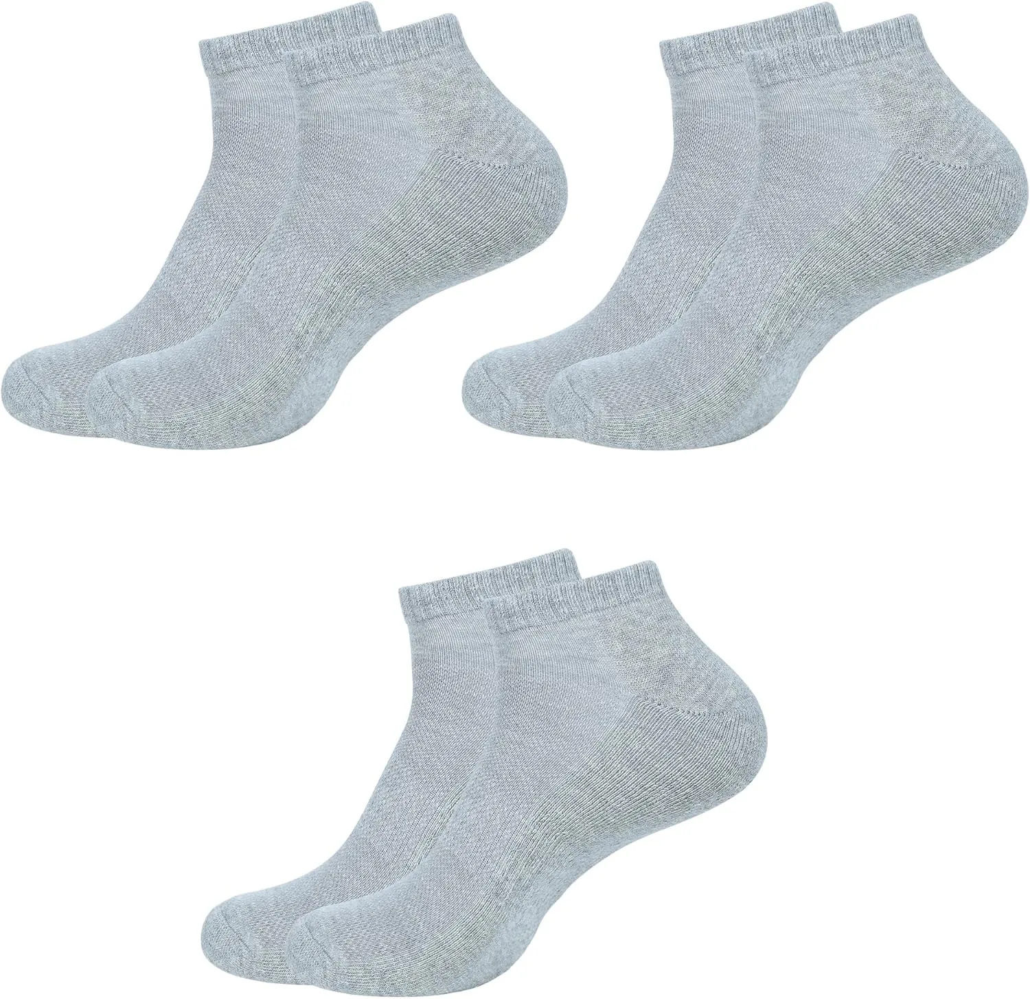 Women's Ankle Socks,Pack of 3, Color - 3 Grey, Size - 6 to 9, Running Athletic Cotton Loafers Shoes Casual Wear|Sports Gym Active Everyday Sock