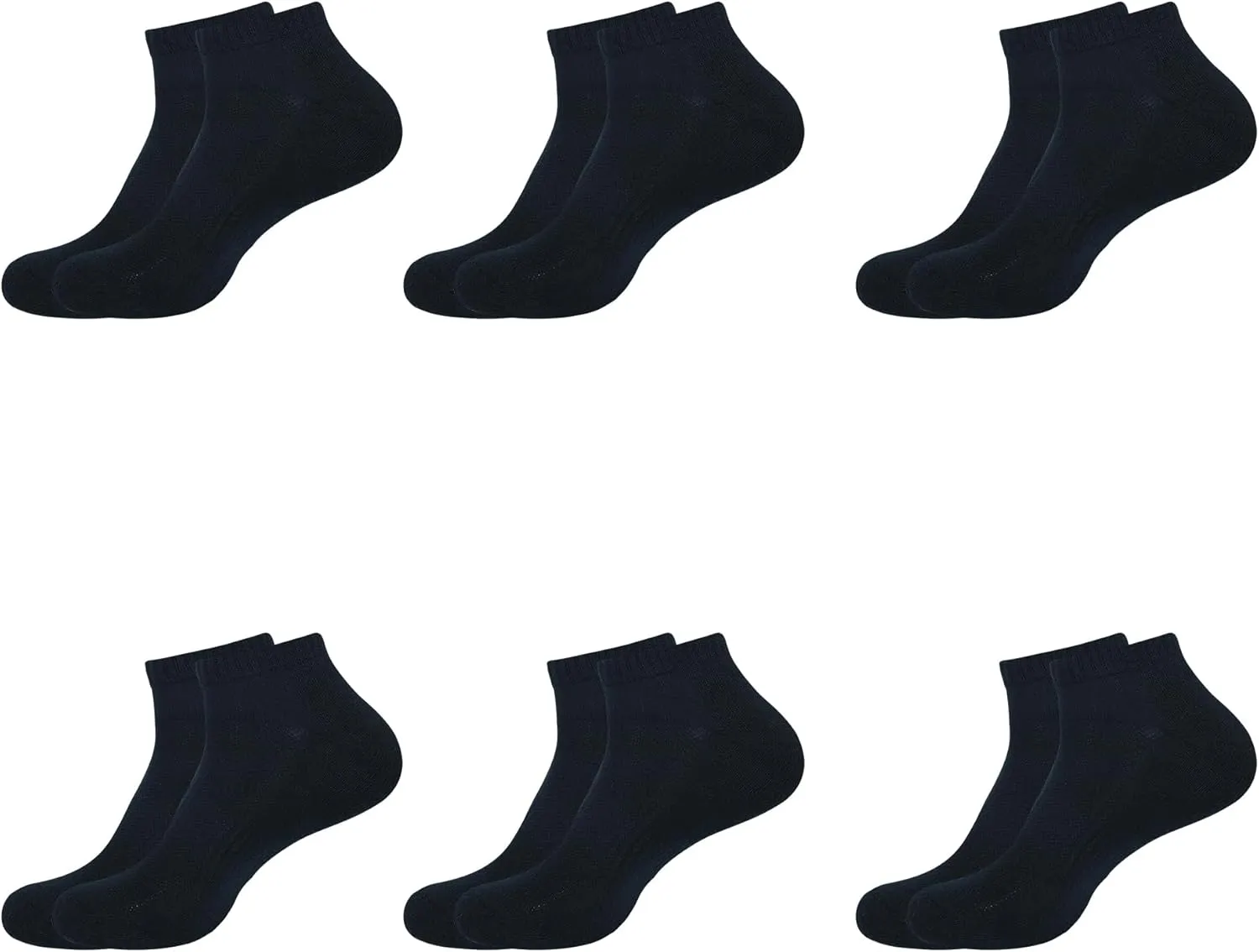 Women's Ankle Socks,Pack of 6, Color - 6 Black, Size - 4 to 7, Running Athletic Cotton Loafers Shoes Casual Wear|Sports Gym Active Everyday Sock