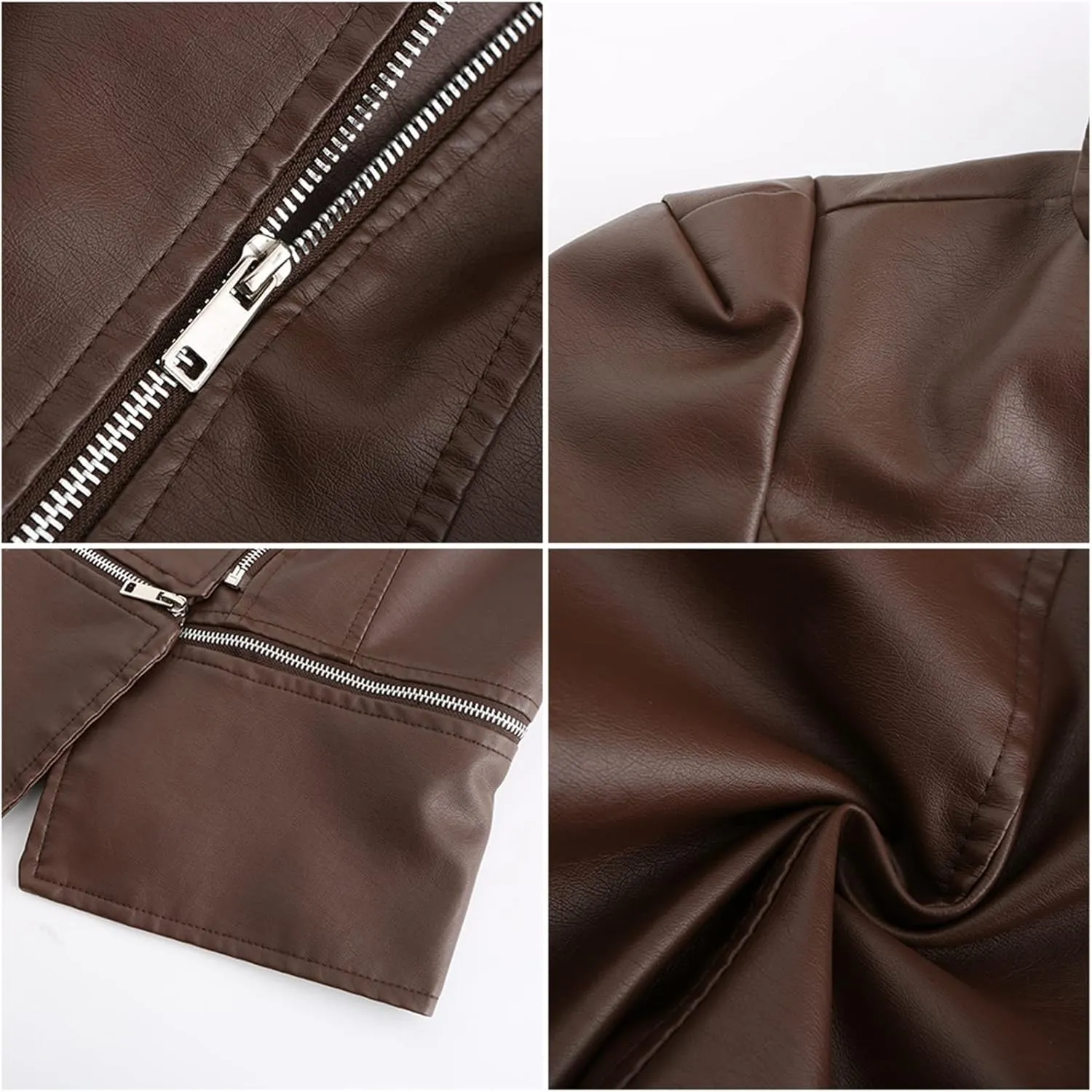Women's Biker Moto Leather Jacket, Detachable Hem Zip Up PU Coat Jacket Outerwear