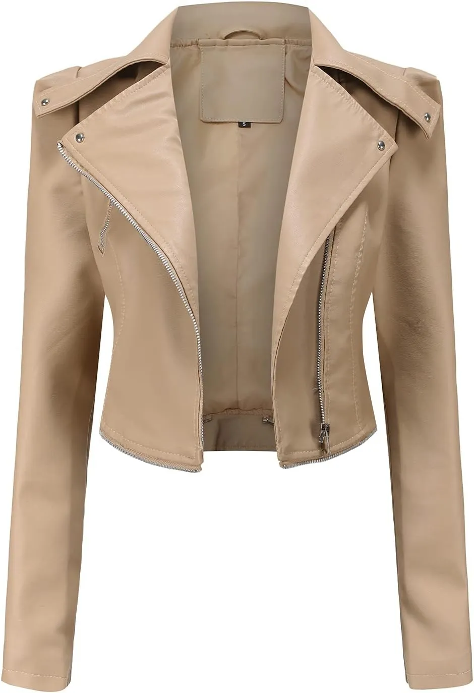 Women's Biker Moto Leather Jacket, Detachable Hem Zip Up PU Coat Jacket Outerwear