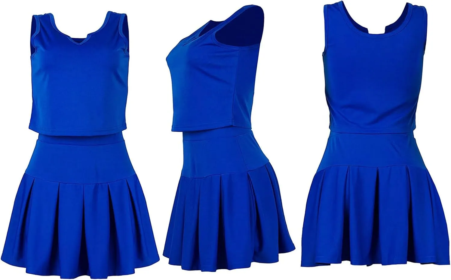 Womens Bodycon Dress Set - Tie Knot Front Crop Tank Top High Waist Pleated Mini Skirt Two Piece Outfit Suit Set