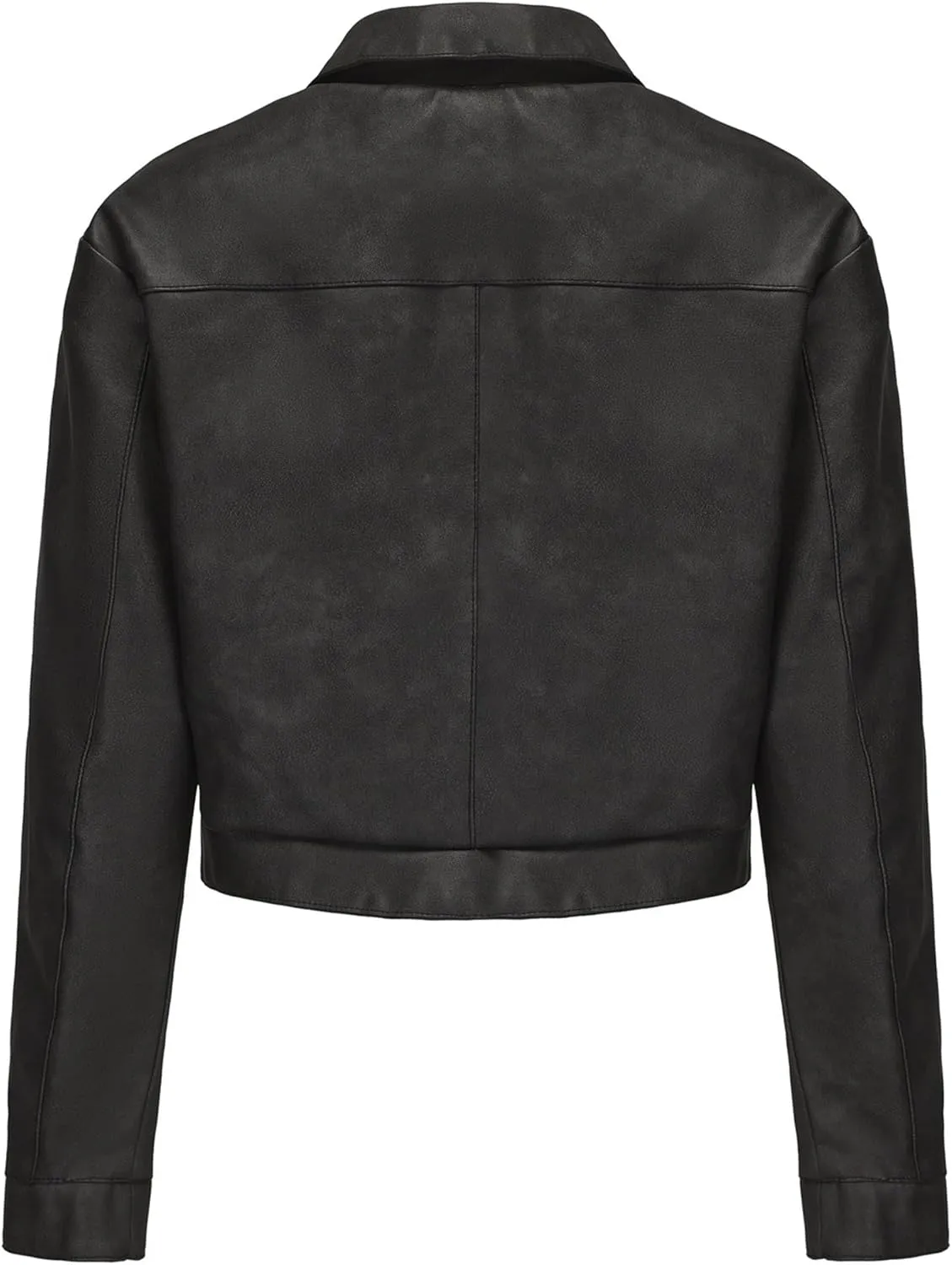 Women's Faux Leather Motorcycle Jacket Slim Crop Bomber PU Moto Biker Outwear Coat