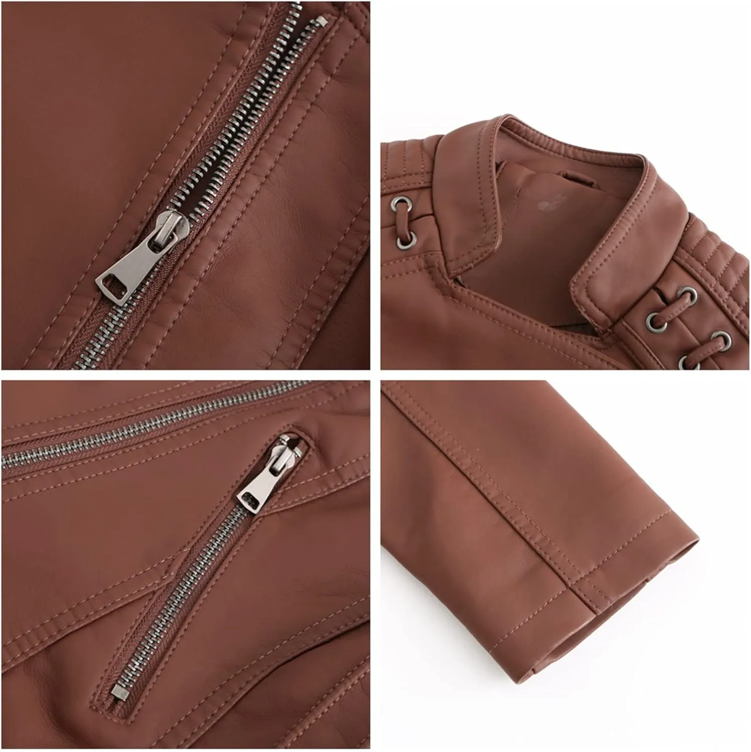 Women's Leather Jackets, Slim Motorcycle Moto Biker Coat Short Pleather Jacket