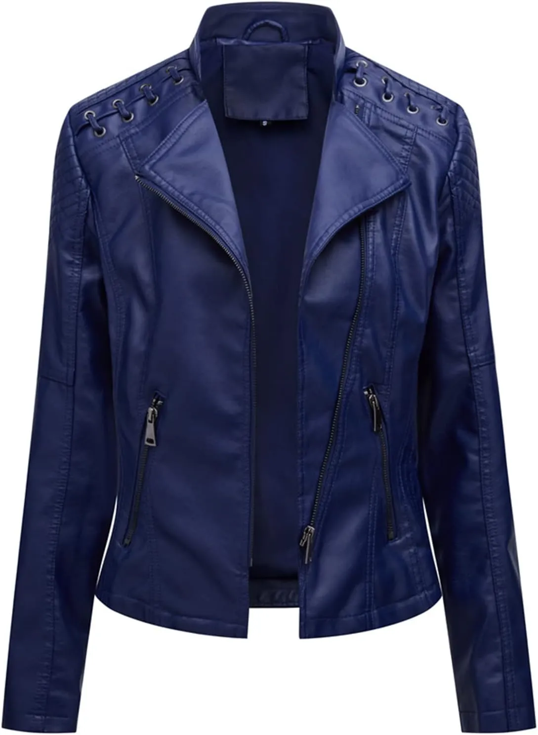 Women's Leather Jackets, Slim Motorcycle Moto Biker Coat Short Pleather Jacket