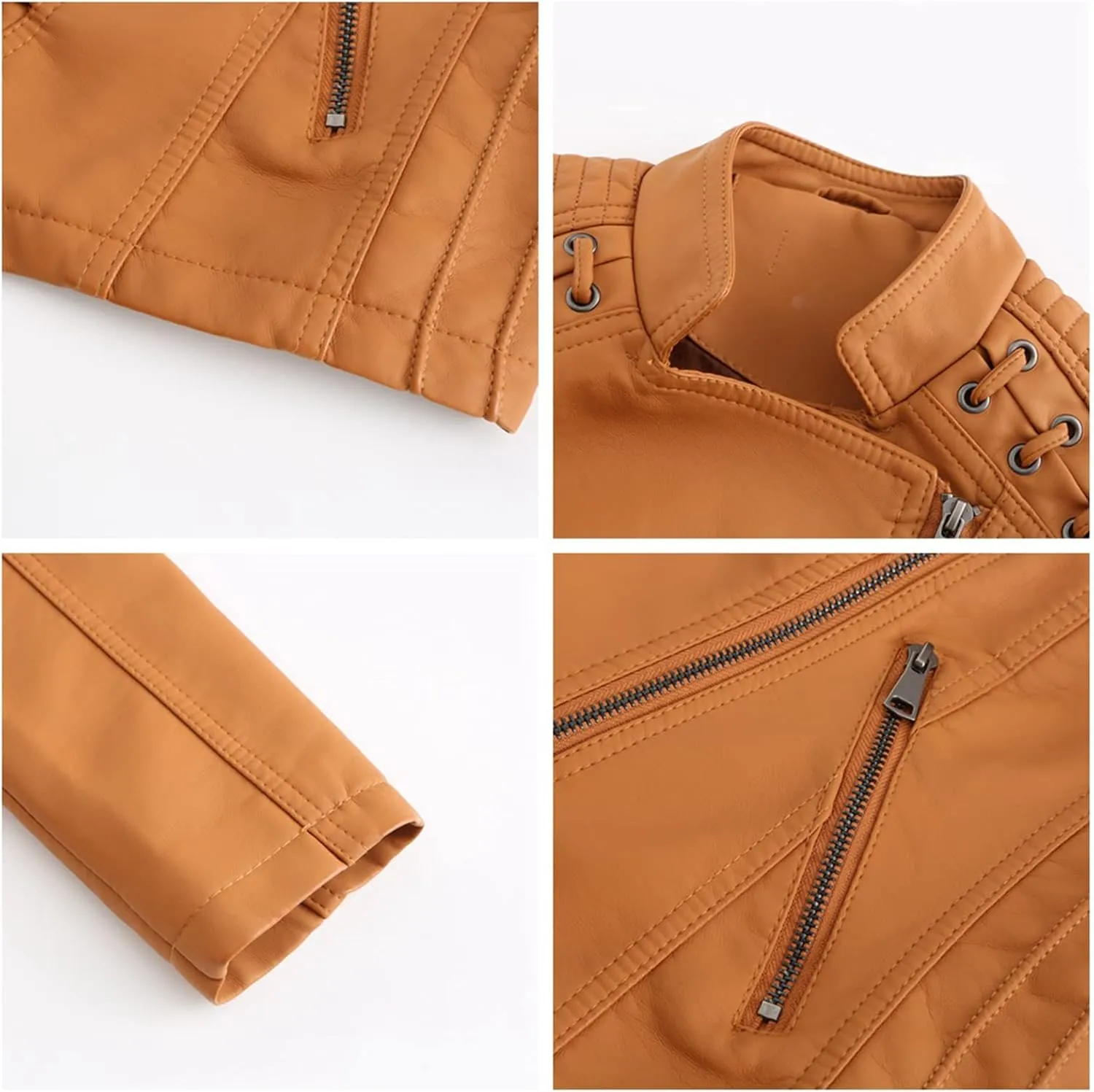 Women's Leather Jackets, Slim Motorcycle Moto Biker Coat Short Pleather Jacket