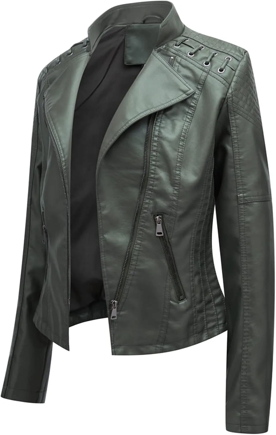 Women's Leather Jackets, Slim Motorcycle Moto Biker Coat Short Pleather Jacket