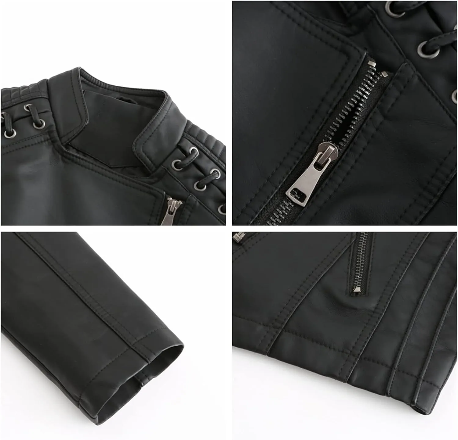 Women's Leather Jackets, Slim Motorcycle Moto Biker Coat Short Pleather Jacket
