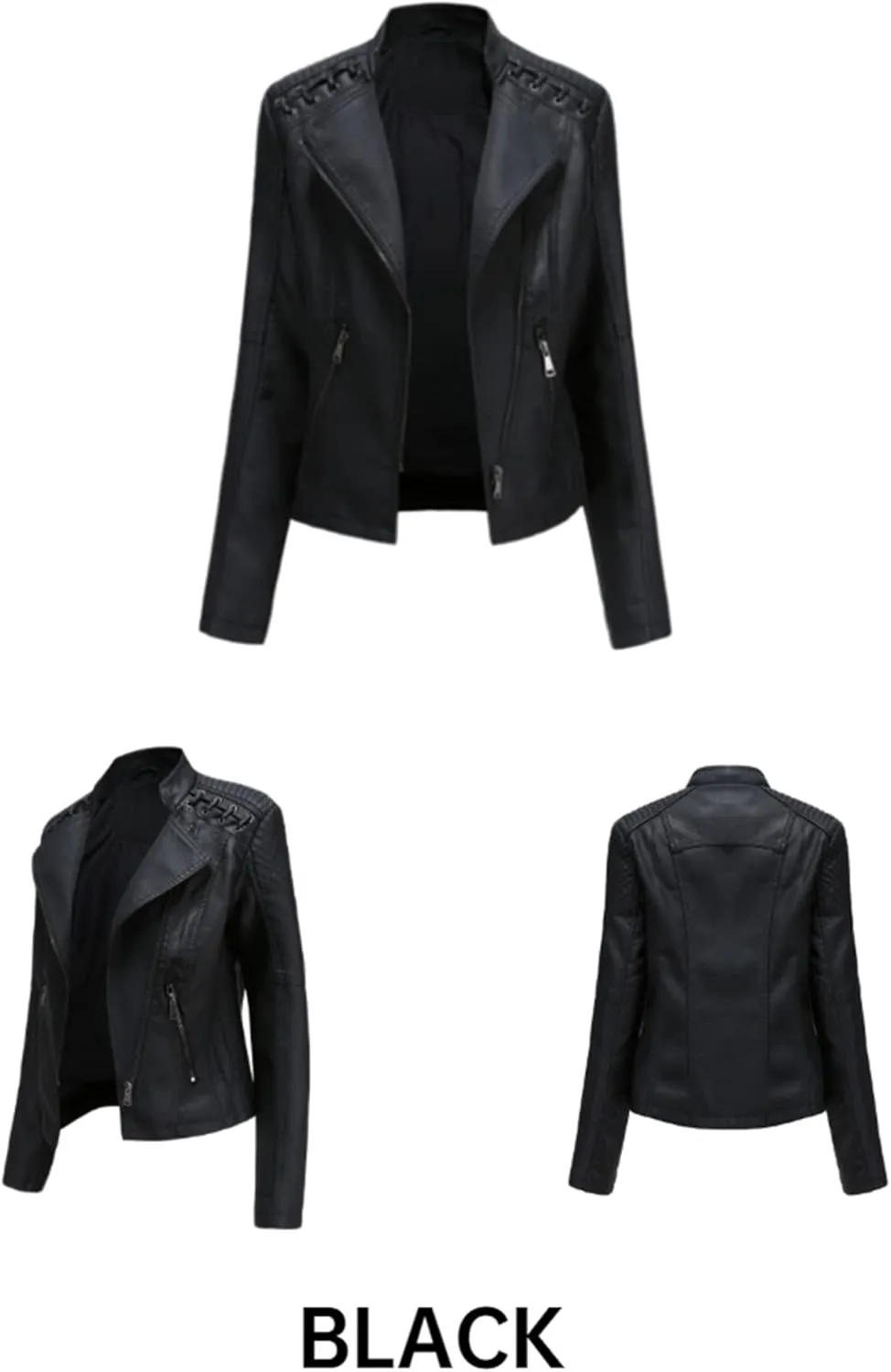 Women's Leather Jackets, Slim Motorcycle Moto Biker Coat Short Pleather Jacket