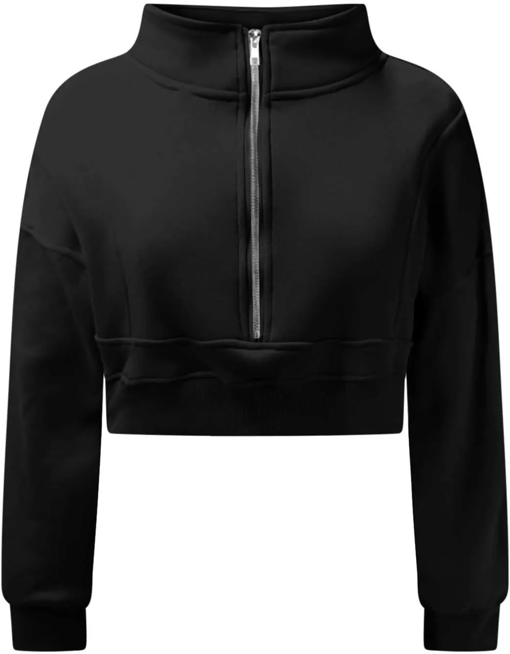 Womens Oversized Half Zipper Cropped Hoodies Sweatshirts Pullover,Long Sleeve V Neck Casual Lucky Tunic Comfy Tops
