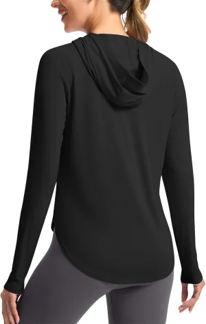 Womens Sun Protection Shirt UPF 50  Long Sleeve Hoodie UV SPF T-Shirts Rash Guard Hiking Quick Dry Outdoor