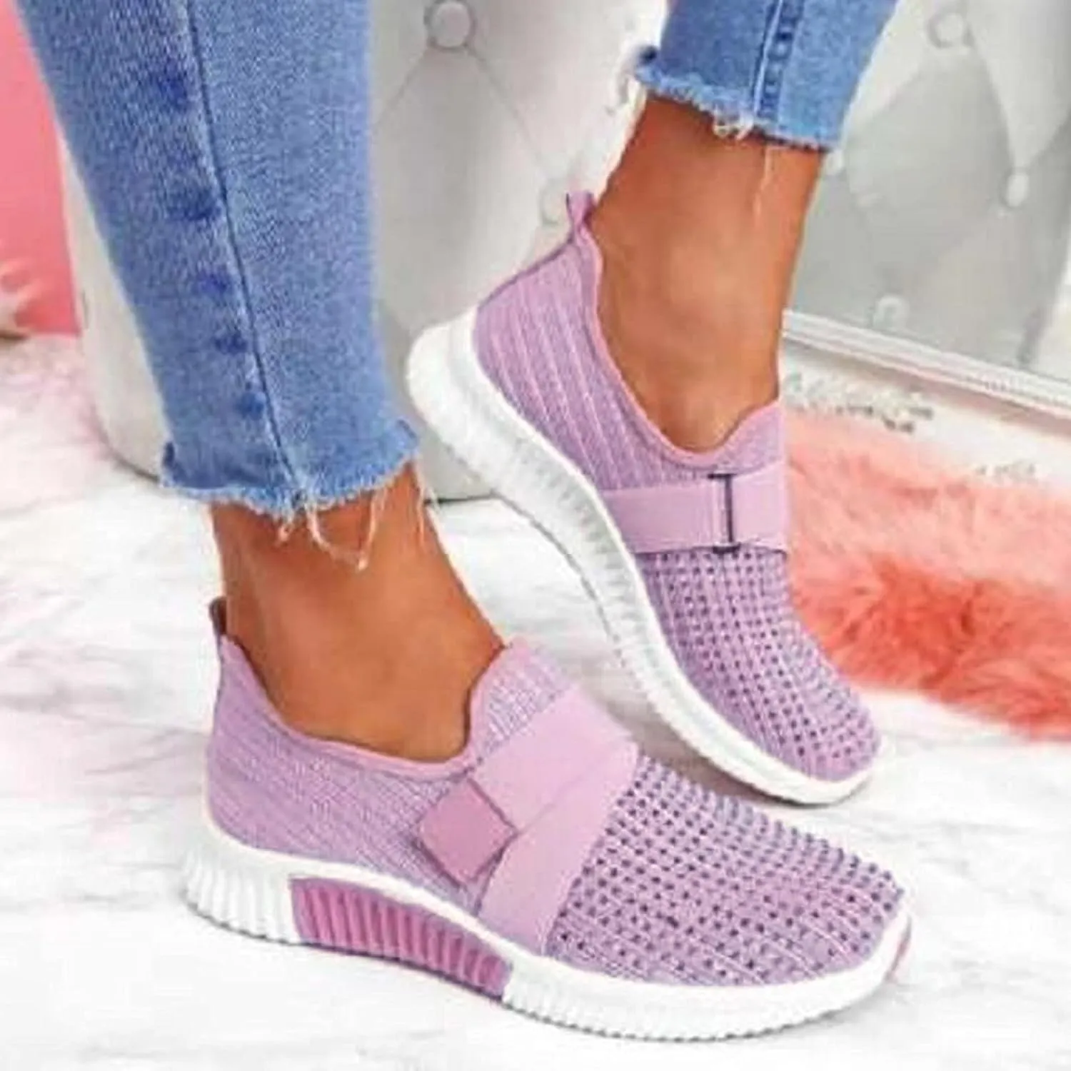 Womens Walking Shoes with Arch Support Soft Slip on Athletic Sneakers Comfortable Lightweight Orthopedic Sneakers