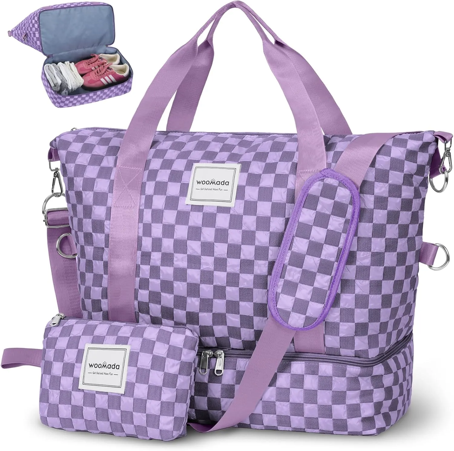WOOMADA Weekender Bag for Women, Travel Duffel Bags with Shoe Compartment & Wet Pocket, Personal Item Bag for Airlines