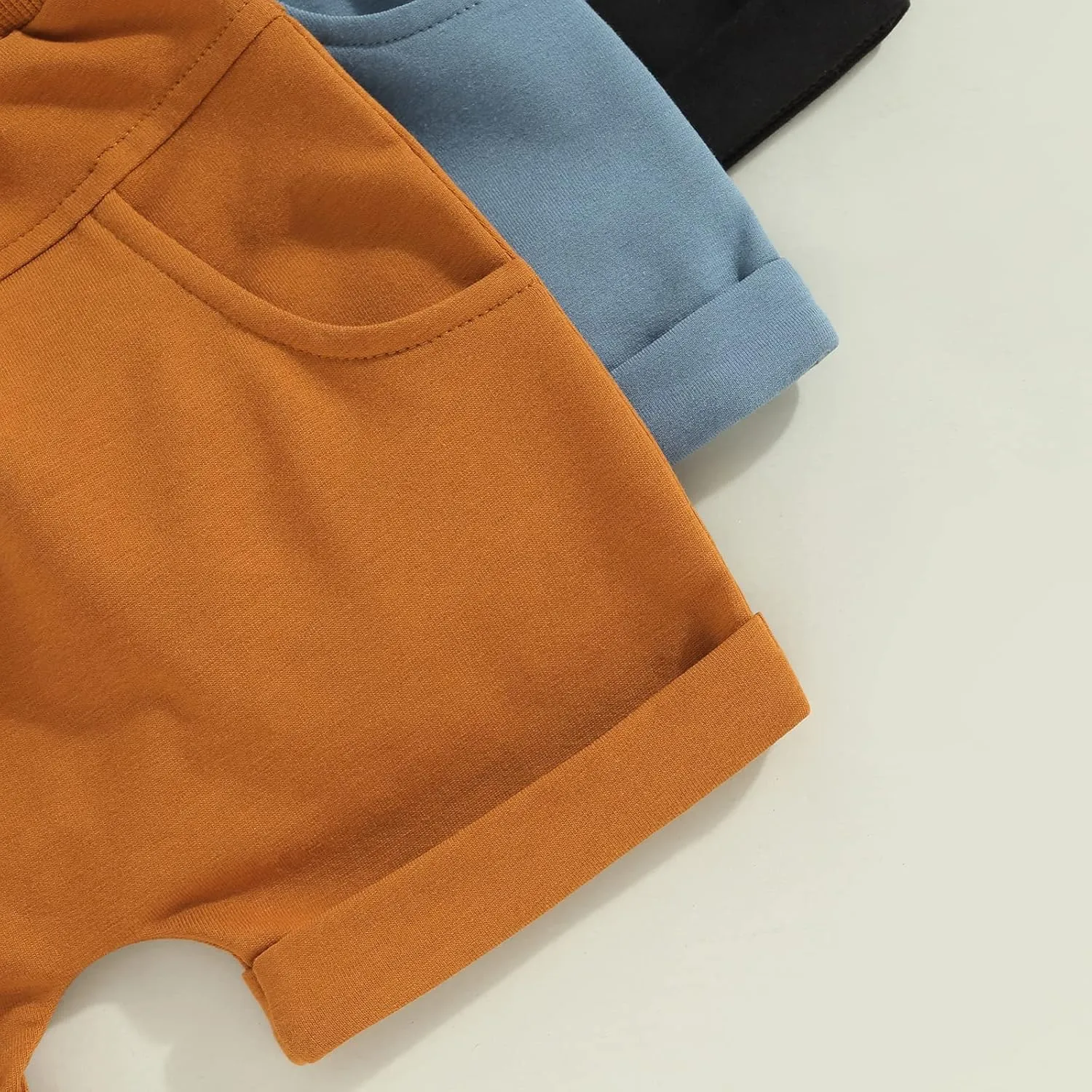 Yoawdats Baby Boys' 3-Pack Pull-on Jogger Shorts Knit Shorts Classic Fit Elastic Waist Toddler Shorts Kids Multipacks Pants
