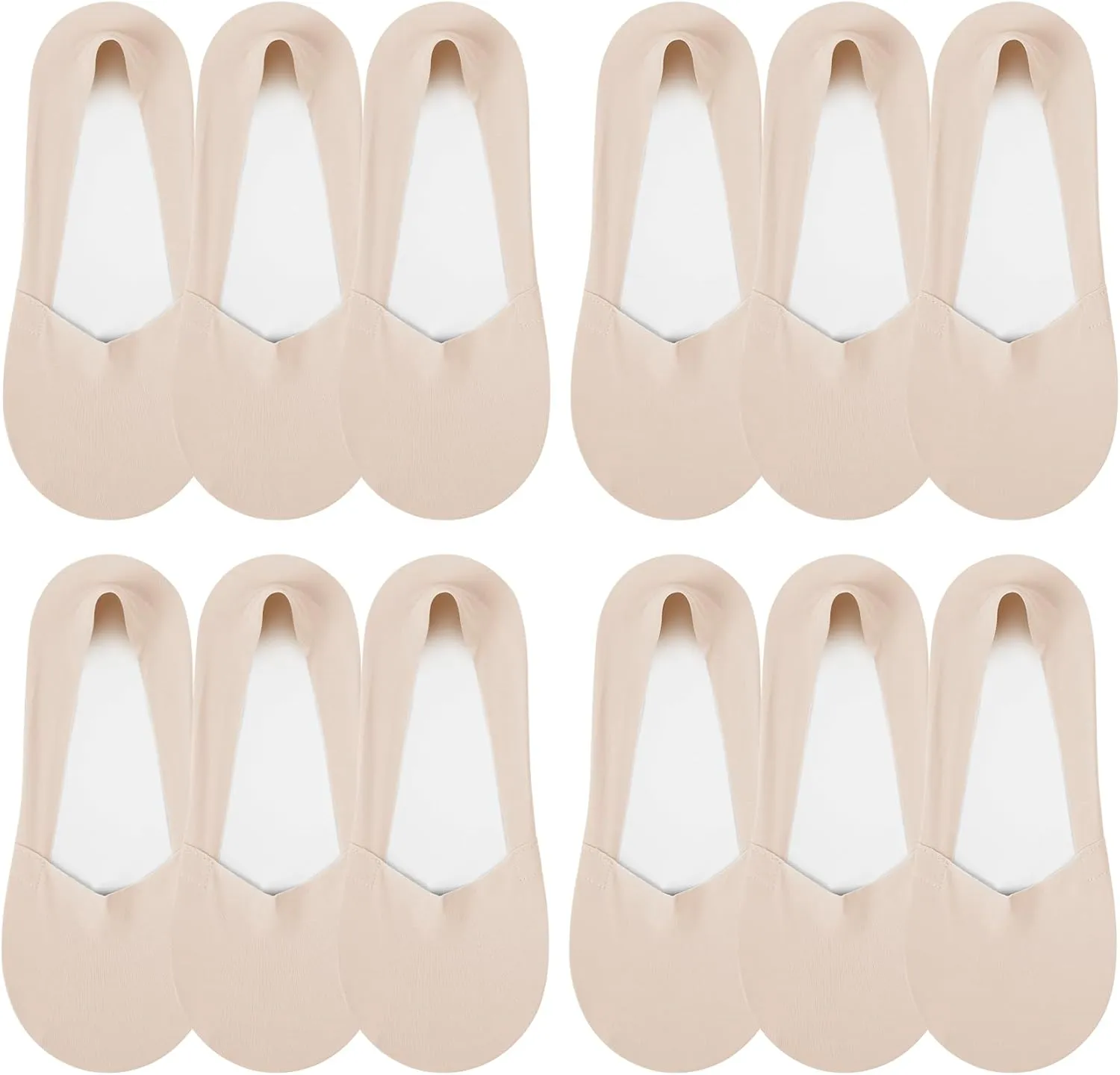 YSense Womens Thin No Show Socks for Flats Heels 6 Pairs, Low Cut Liner Silicone Non Slip Invisible Socks for Women