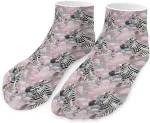 Zebras in Bubbles Cute Ankle Socks 1 Pairs Low Cut No Show Sock Breathable Stocking for Men Women