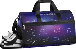 Zodiacal Constellations Sports Gym Bag with Wet Pocket & Shoes Compartment Waterproof Workout Duffel Bag for Women and Men Weekender Overnight Duffle Bag Travel Carry-on Tote